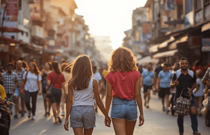 女の子2人散歩’